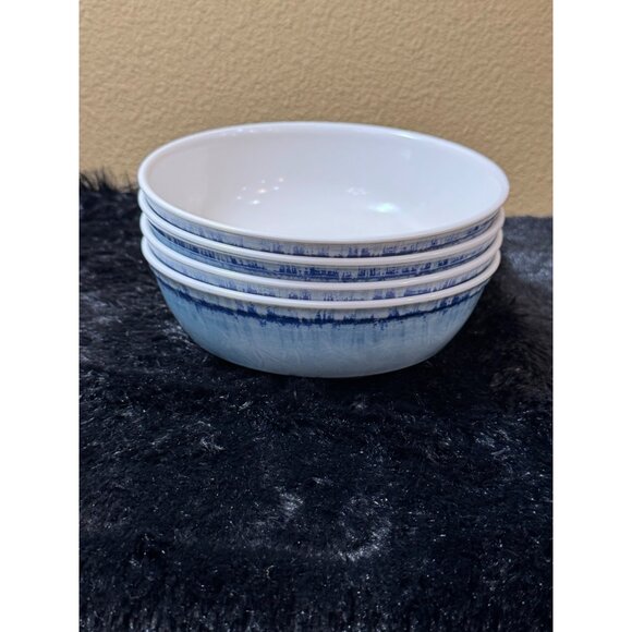 AELS Set Of 4 White & Blue Gradient  Melamine  Bowls - Picture 1 of 6